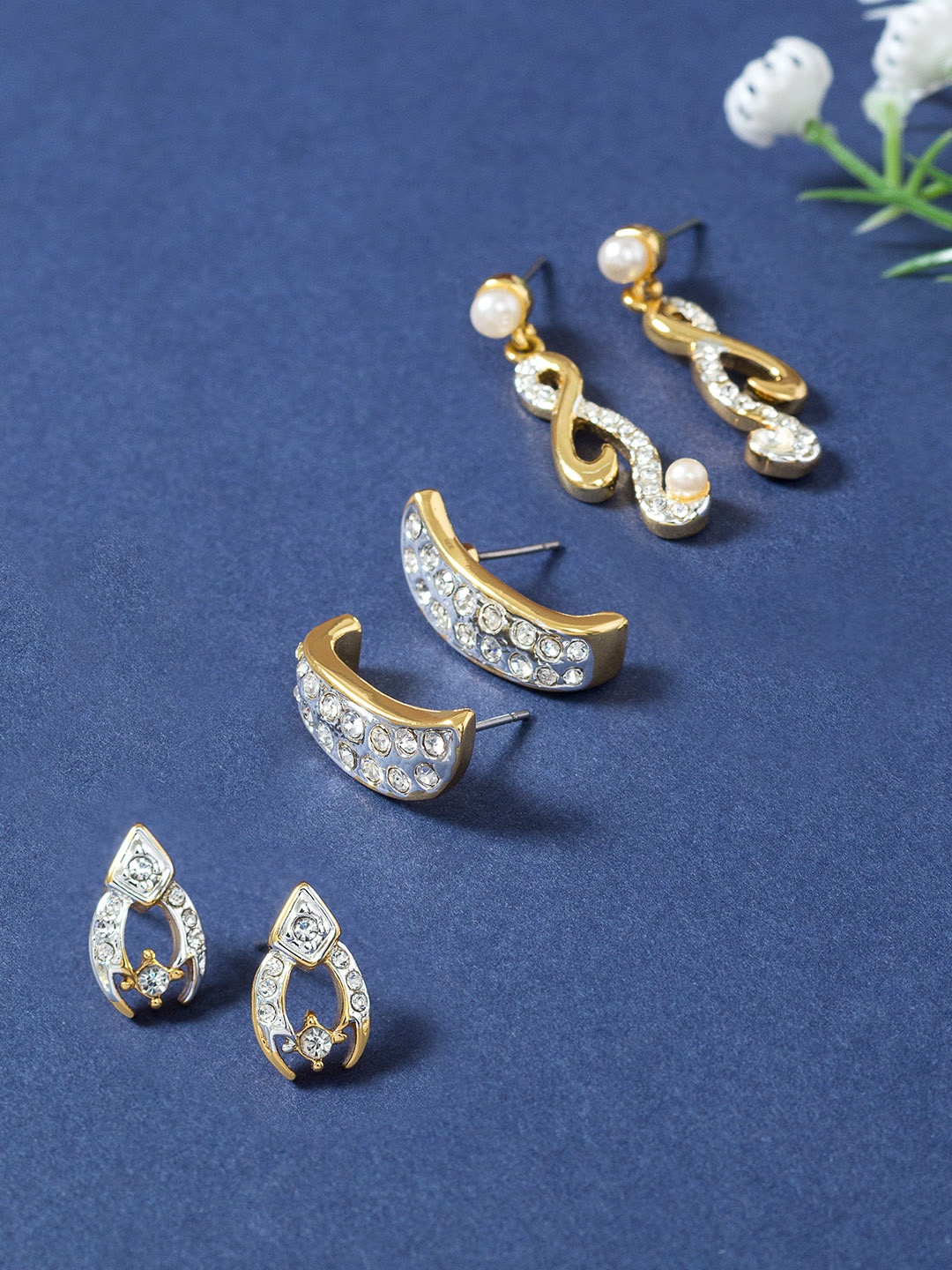

Golden Peacock Gold-Toned Geometric Studs Earrings