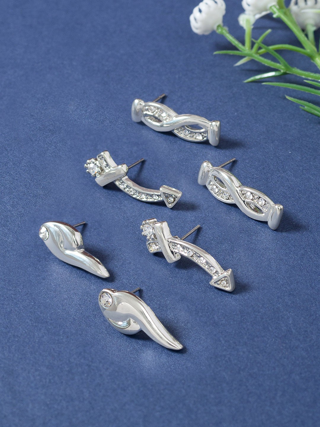 

Golden Peacock Set of 3 Stud Earrings, Silver