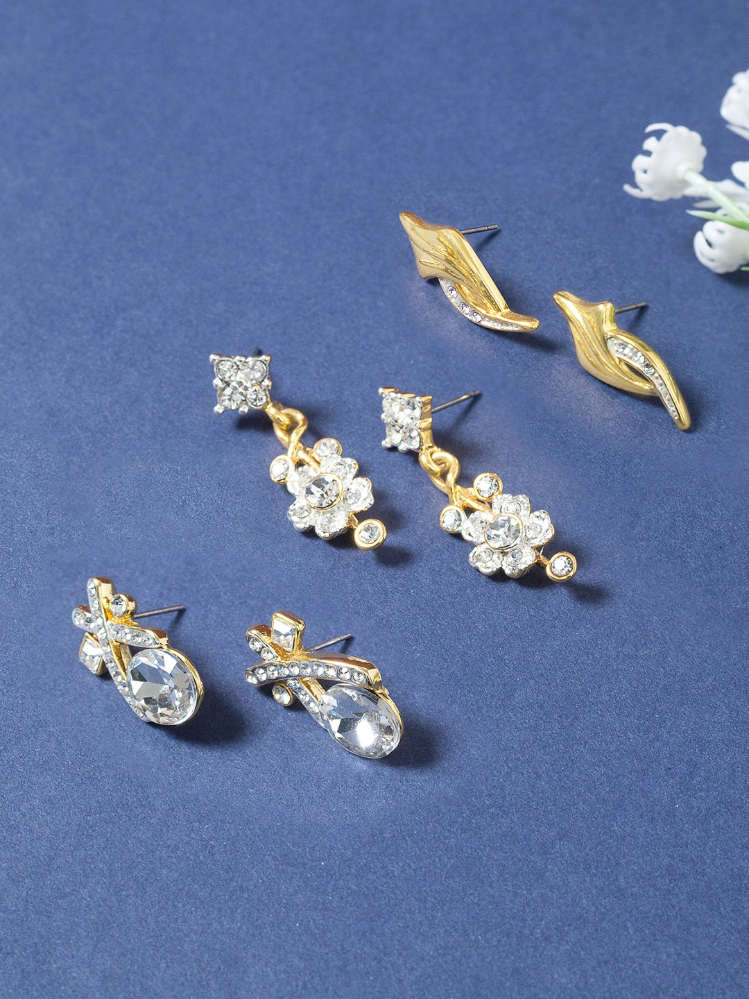 

Golden Peacock Gold-Toned Geometric Studs Earrings