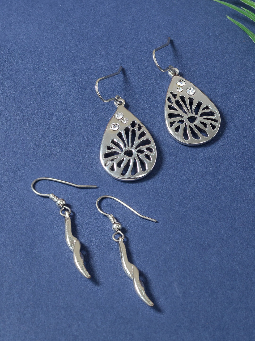 

Golden Peacock Silver-Toned Geometric Drop Earrings