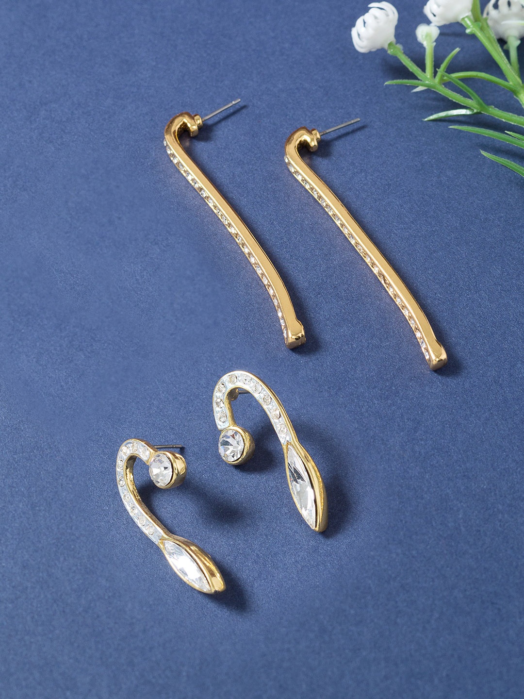 

Golden Peacock Gold-Toned Geometric Studs Earrings