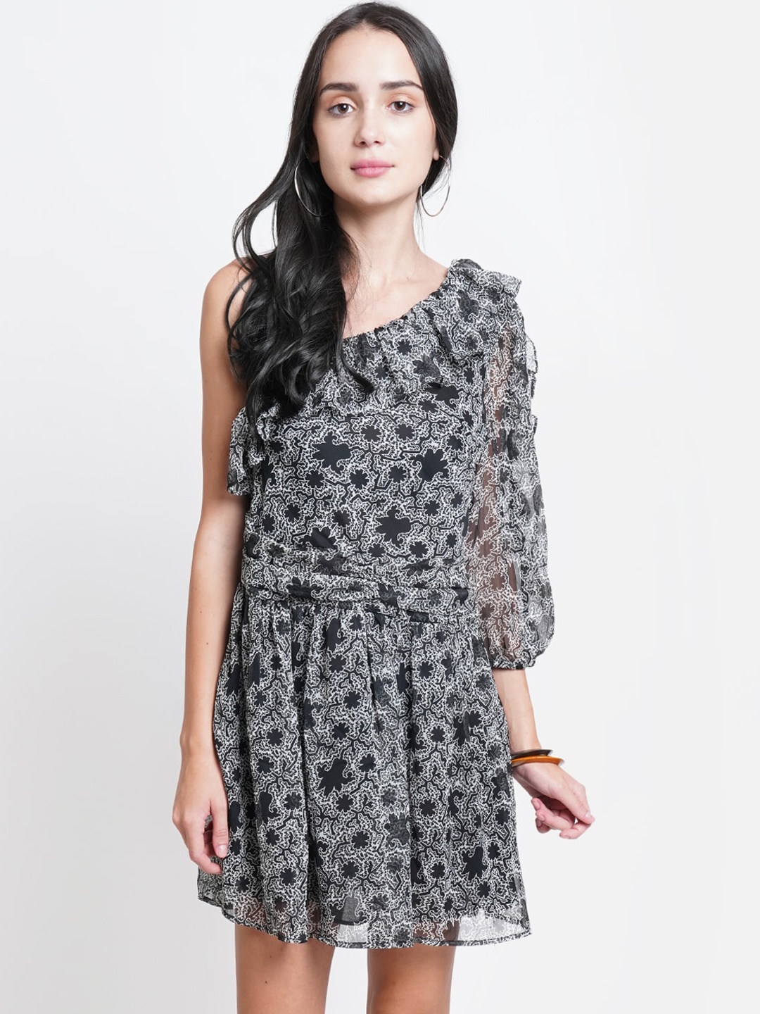 

WESTCLO Black One Shoulder Dress