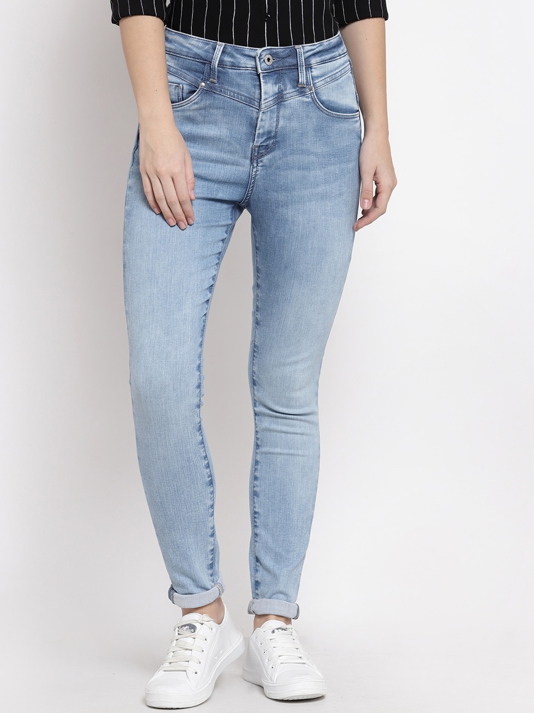 

Pepe Jeans Women Blue High-Rise Heavy Fade Jeans