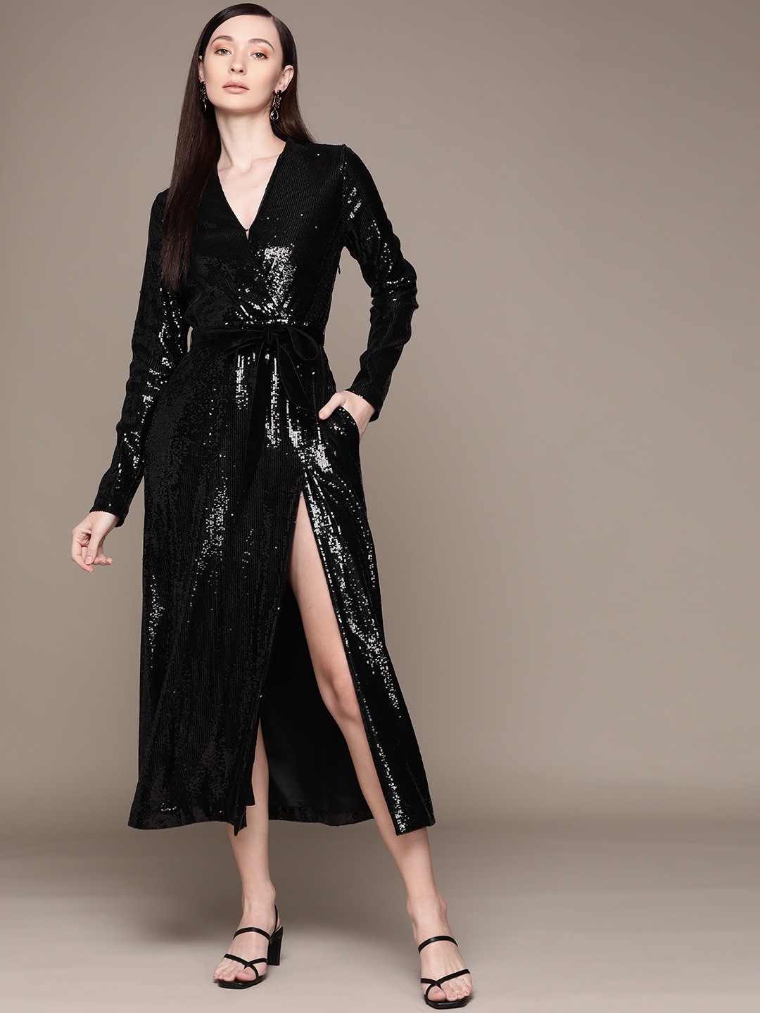 

Label Ritu Kumar Black Embellished Midi Dress