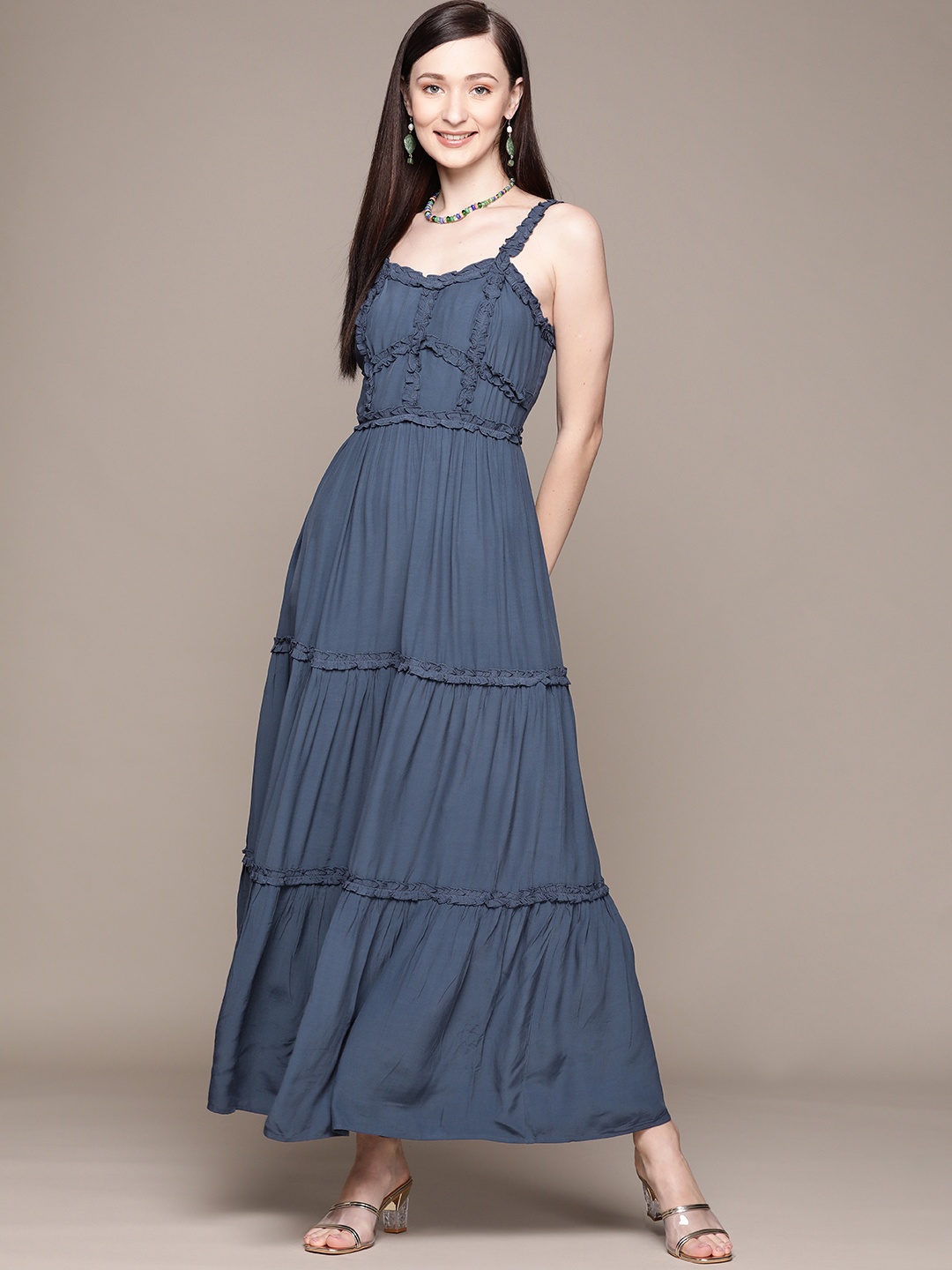 

Label Ritu Kumar Navy Blue Crepe Maxi Dress