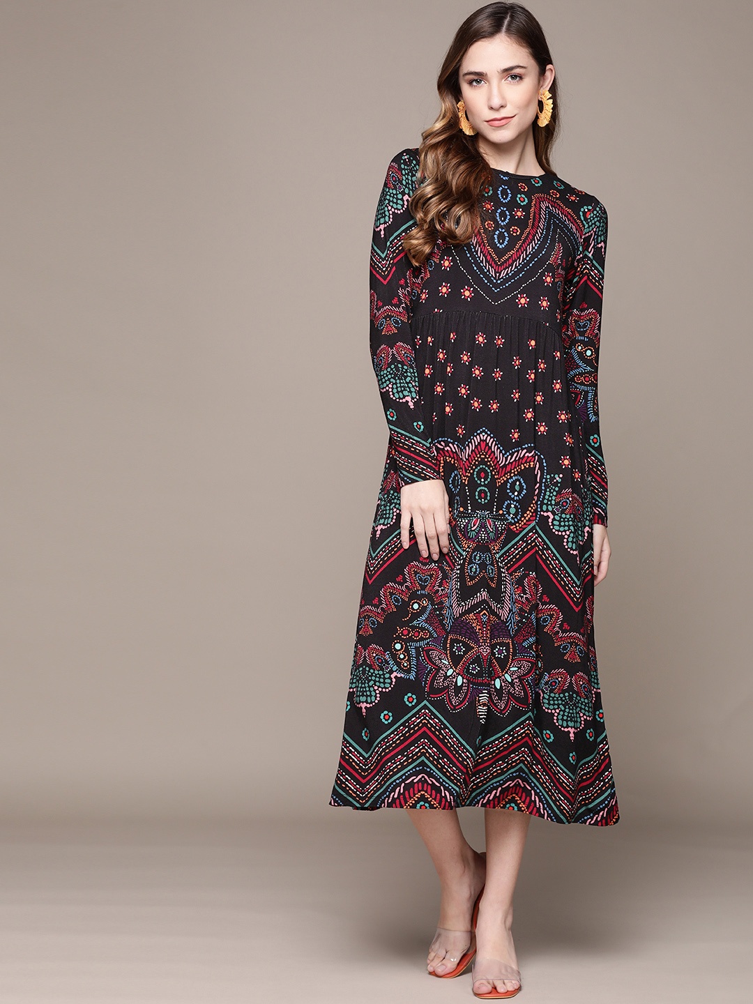 

Label Ritu Kumar Black Midi Dress