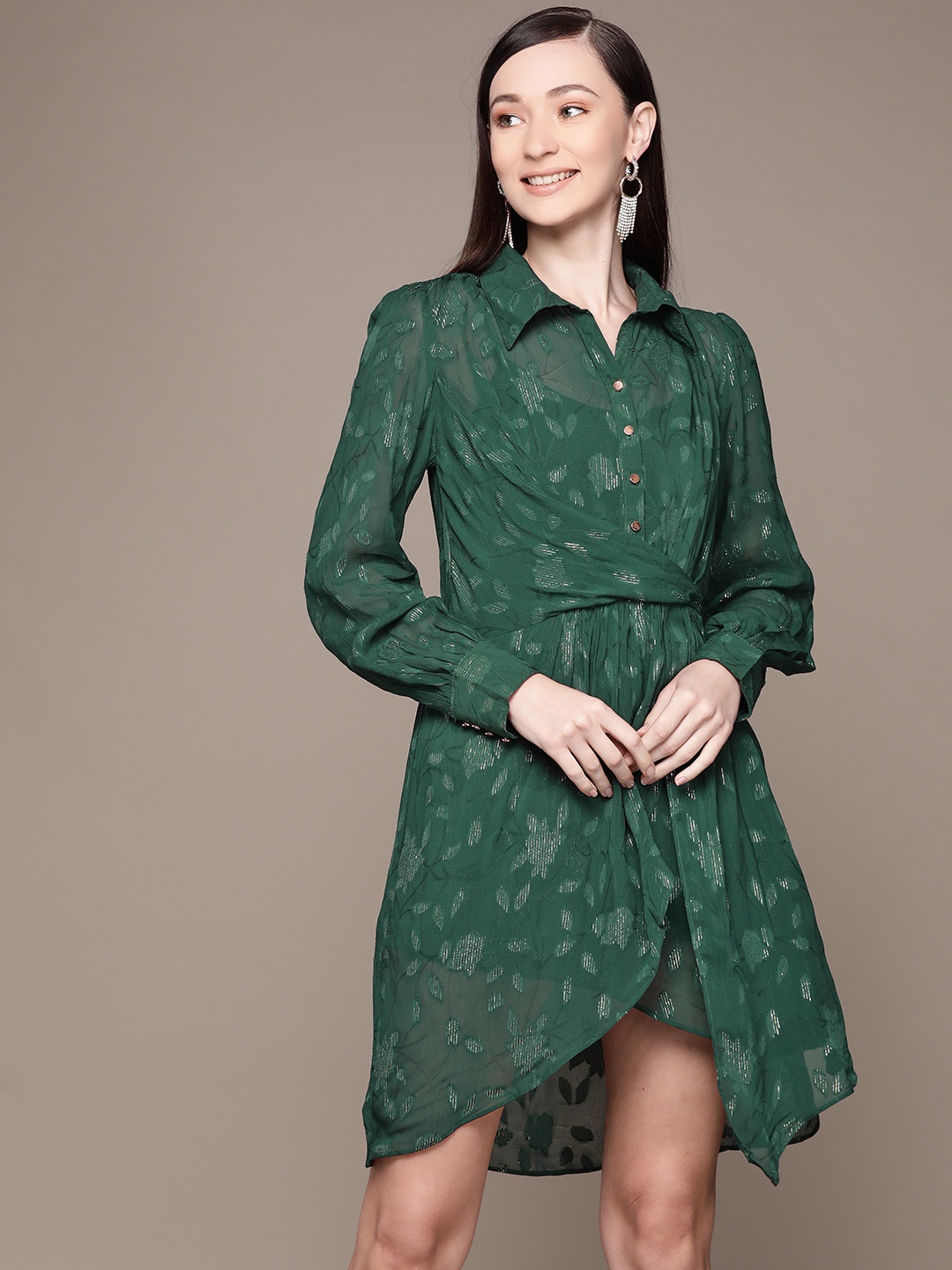 

Label Ritu Kumar Green Shirt Dress With Camisole