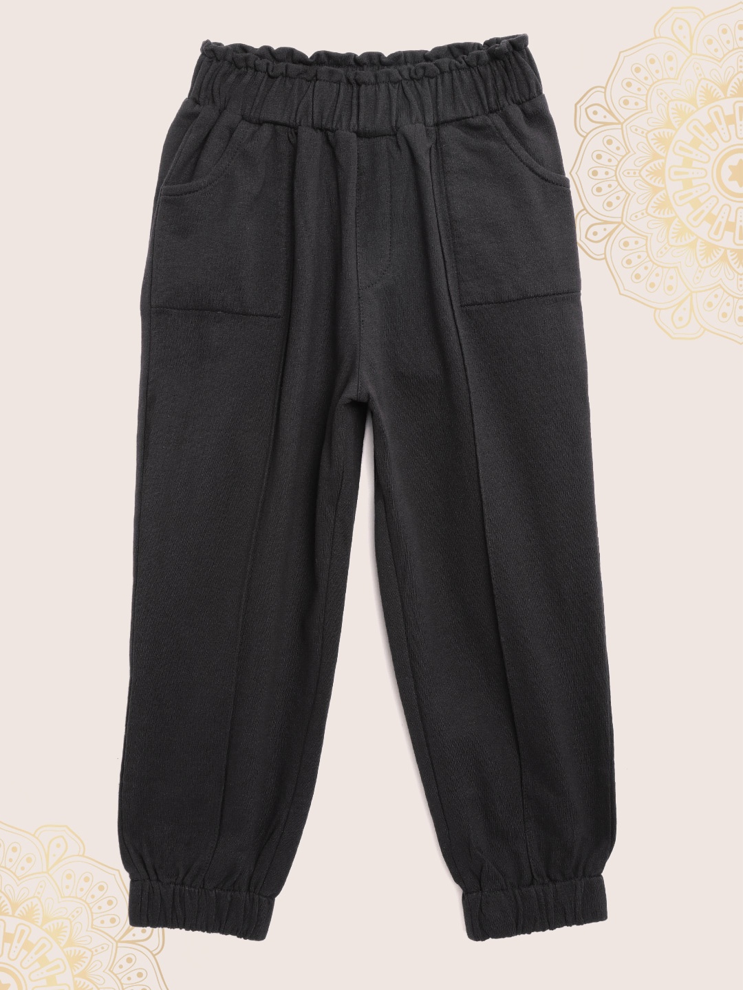 

Biba Girls Black Solid Cotton Joggers
