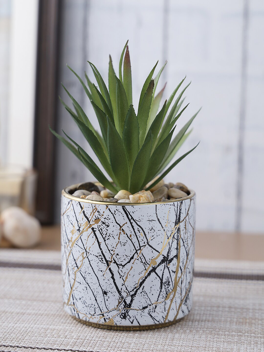 

House Of Accessories Grey & Green Potted Plant With Pot