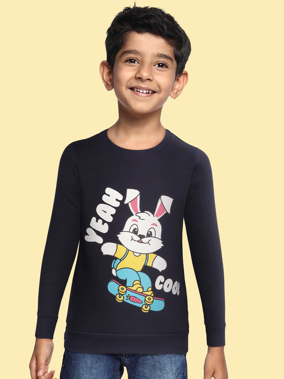 

Wyld Sprog Boys Navy Blue Printed Sweatshirt