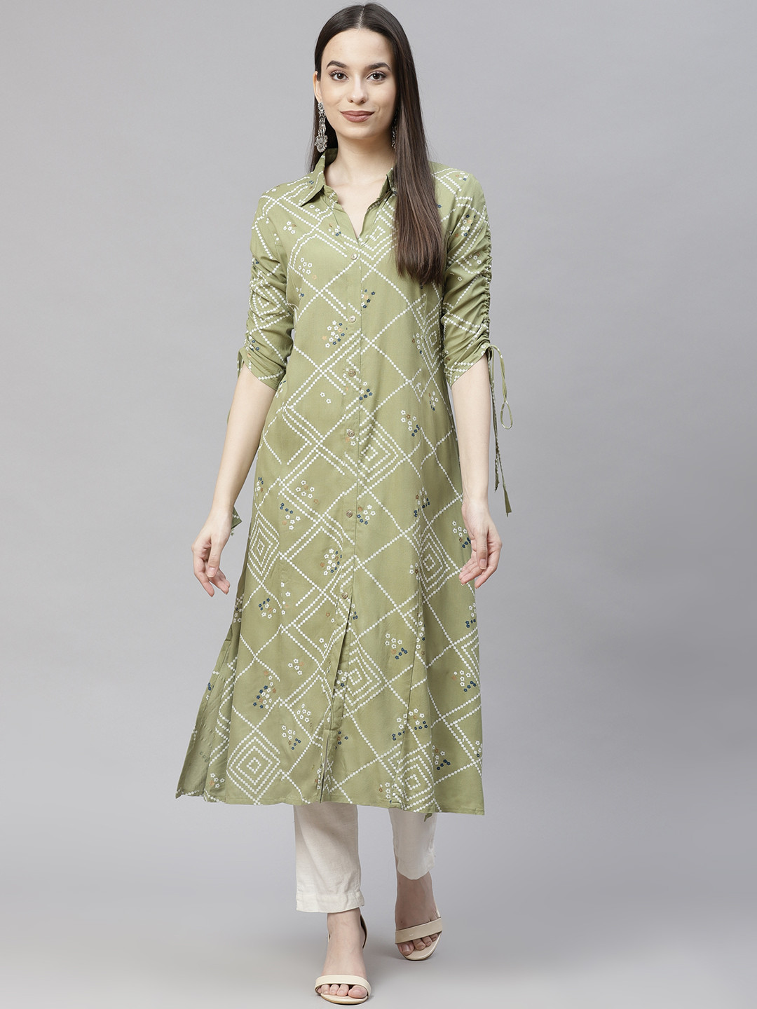 

Aasiya Women Green Geometric A-Line Kurta