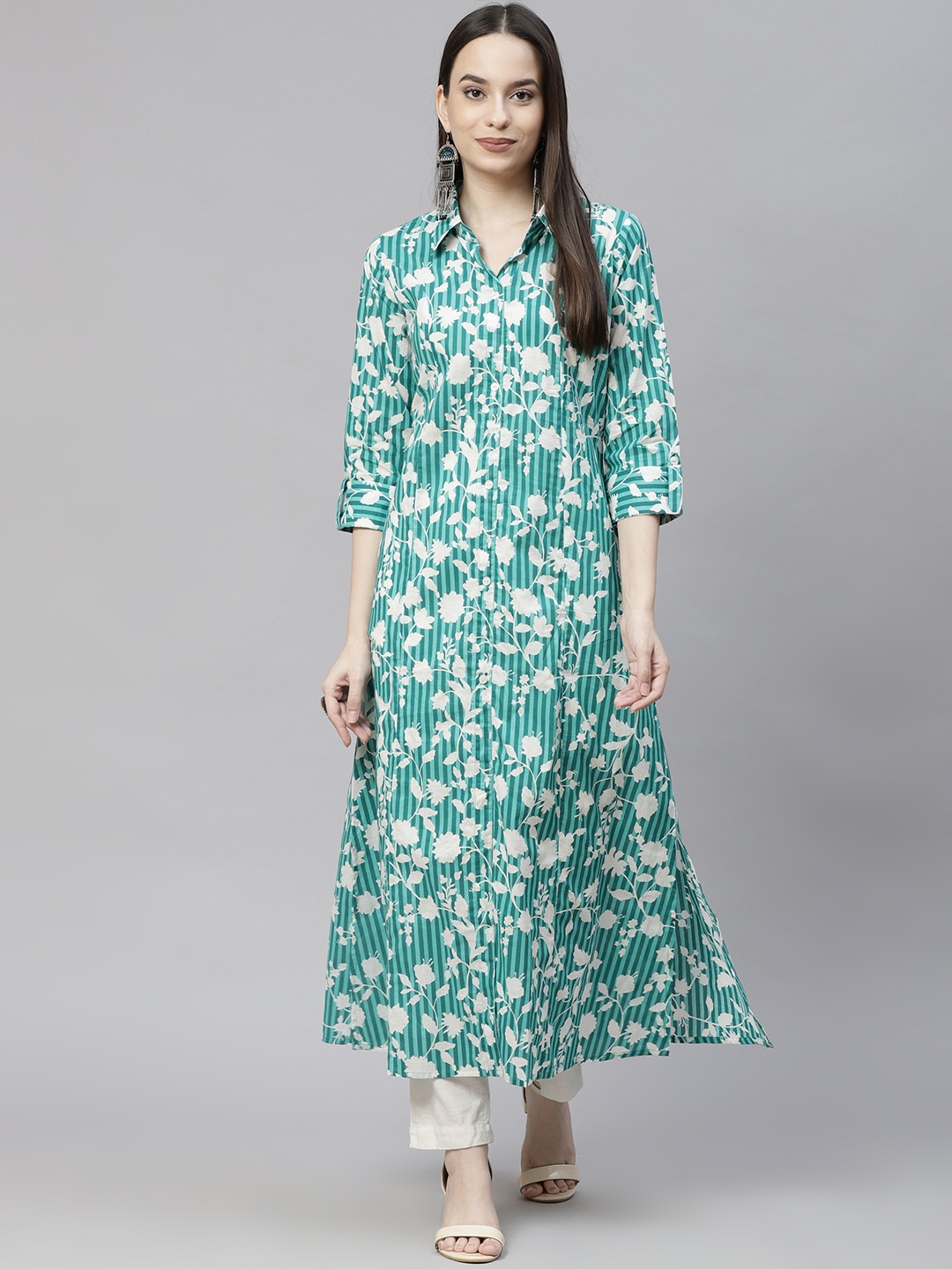 

Aasiya Women Green Floral Printed Kurta