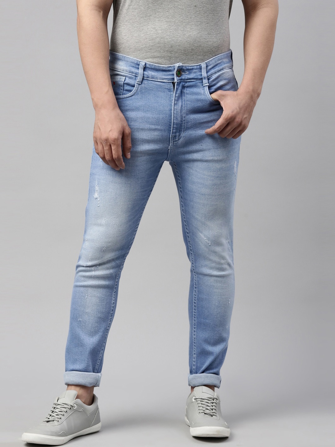 

CINOCCI Men Blue Slim Fit Heavy Fade Stretchable Jeans