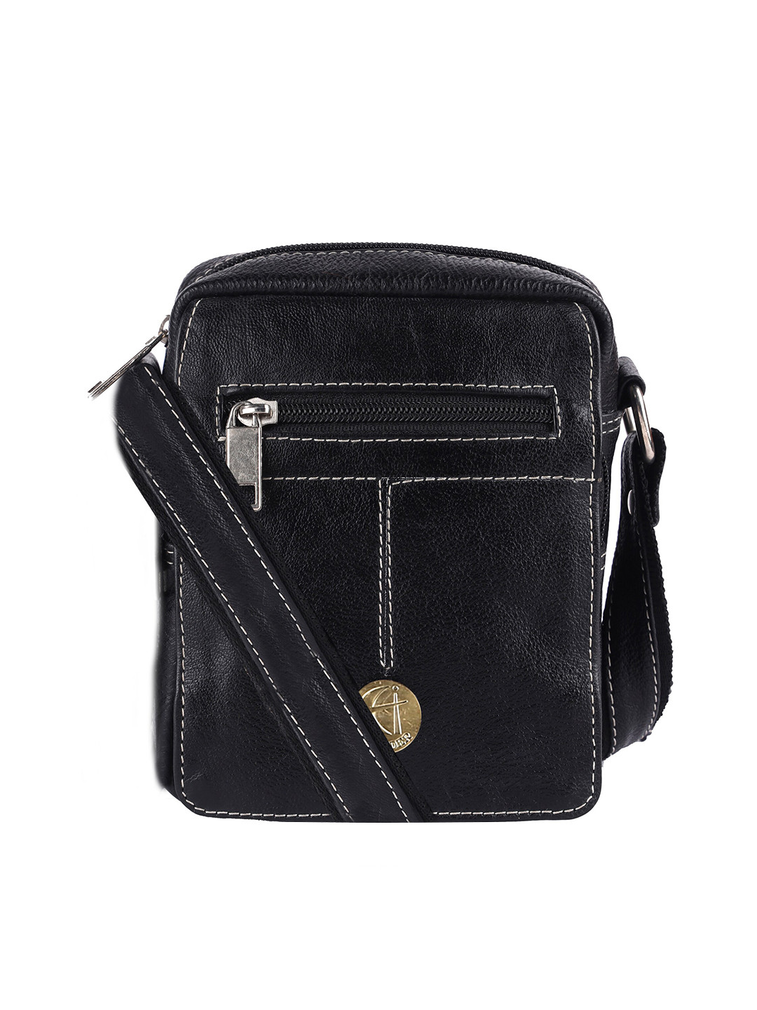 

HiLEDER Unisex Pure Leather Messenger Bag, Black