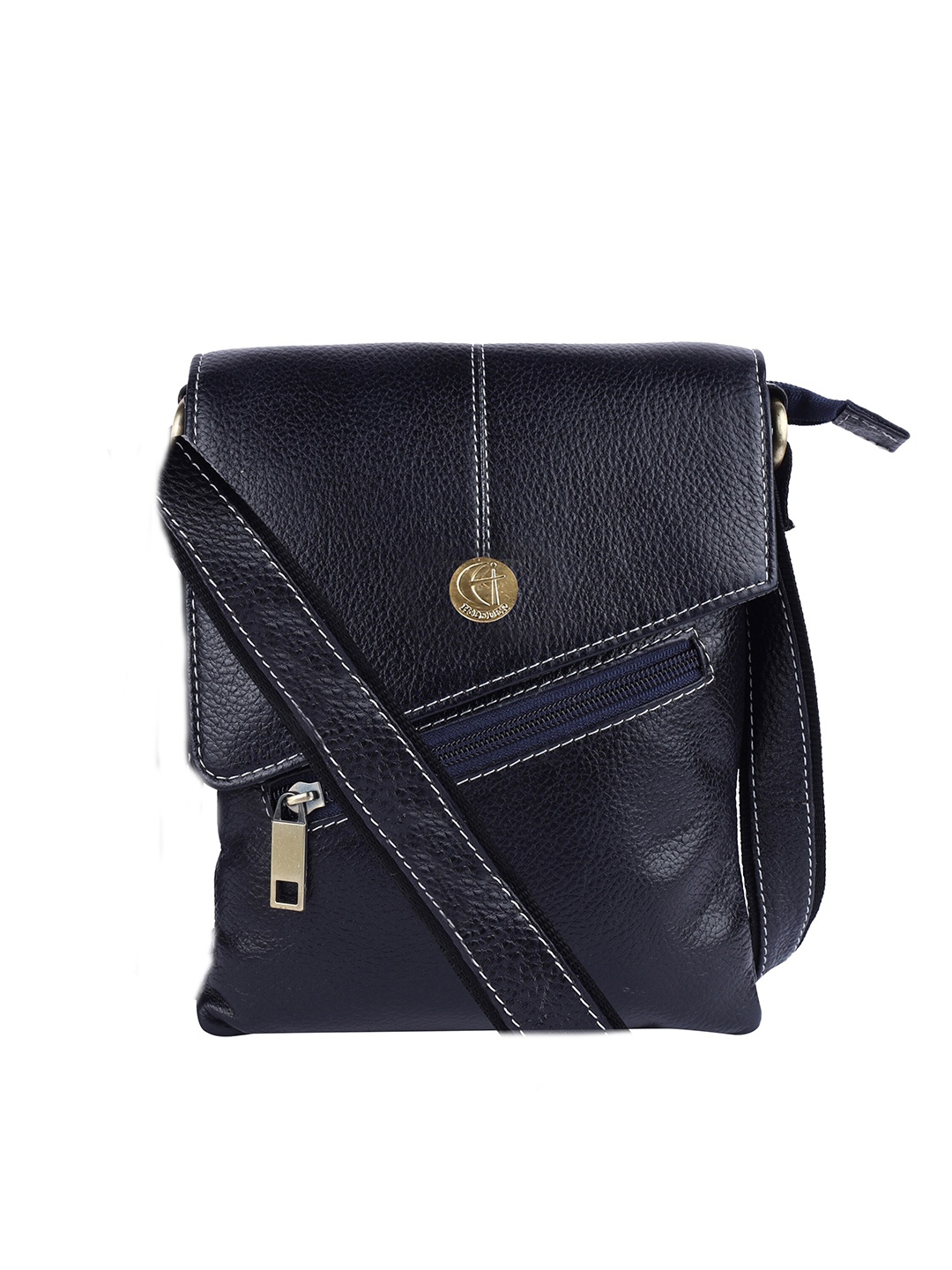 

HiLEDER Unisex Textured Pure Leather Messenger Bag, Blue