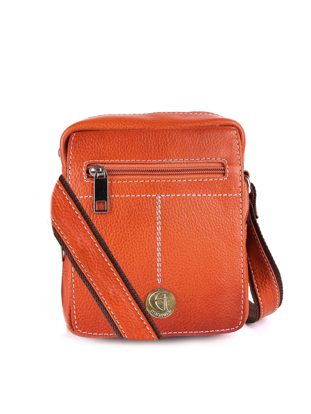 

HiLEDER Unisex Pure Leather Shoulder Sling Cross Body Messenger Bag, Orange