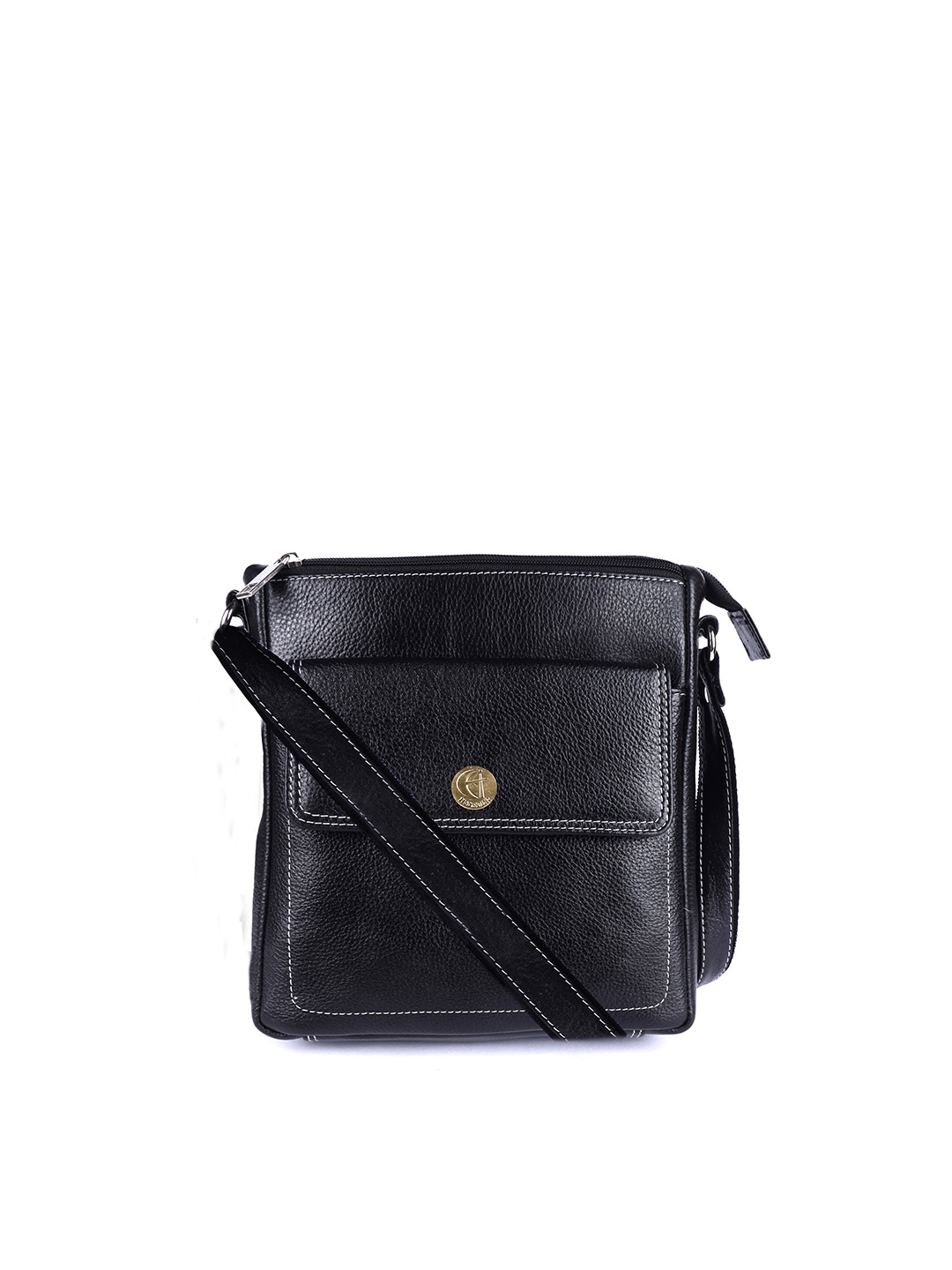 

HiLEDER Unisex Leather Textured Messenger Bag, Black