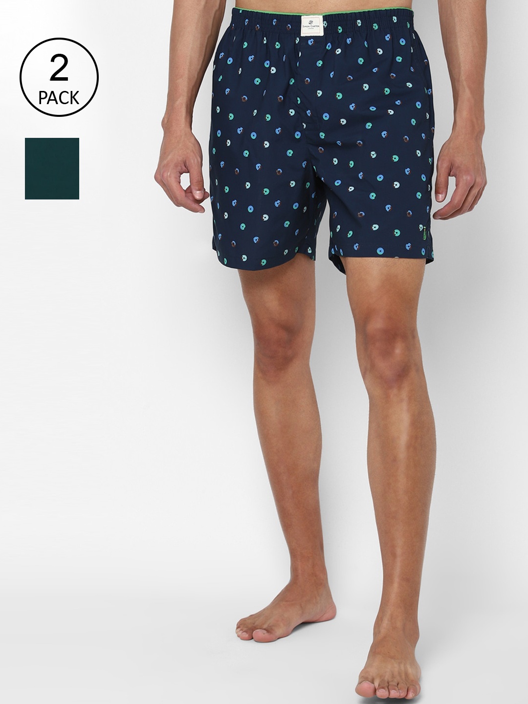 

SIMON CARTER LONDON Pack of 2 Cotton Boxer Shorts SCBXCRGFY74511, Navy blue