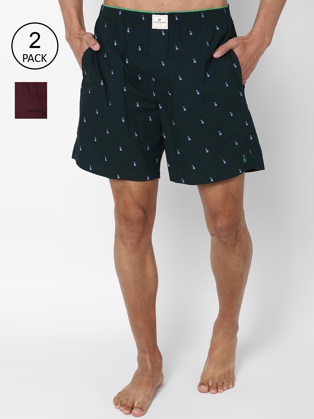 

SIMON CARTER LONDON Men Navy Blue Pack of 2 Boxer Shorts