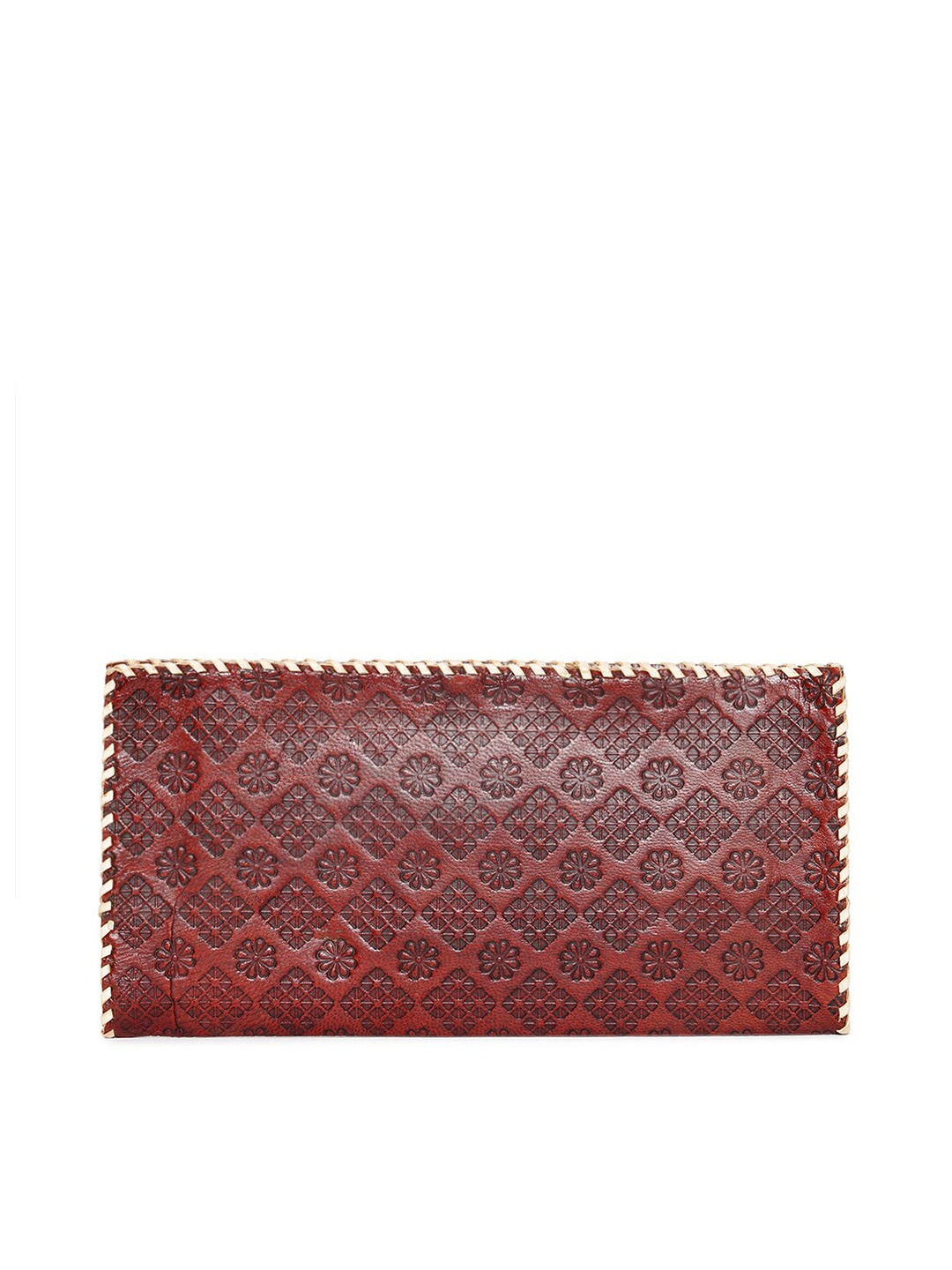 

Fabindia Women Brown Geometric Leather Two Fold Wallet