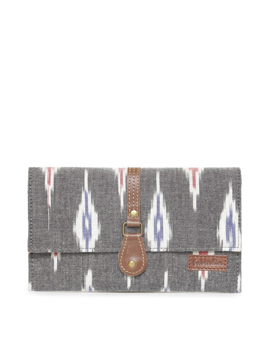 

Fabindia Women Grey & White Ikat Printed Two Fold Wallet