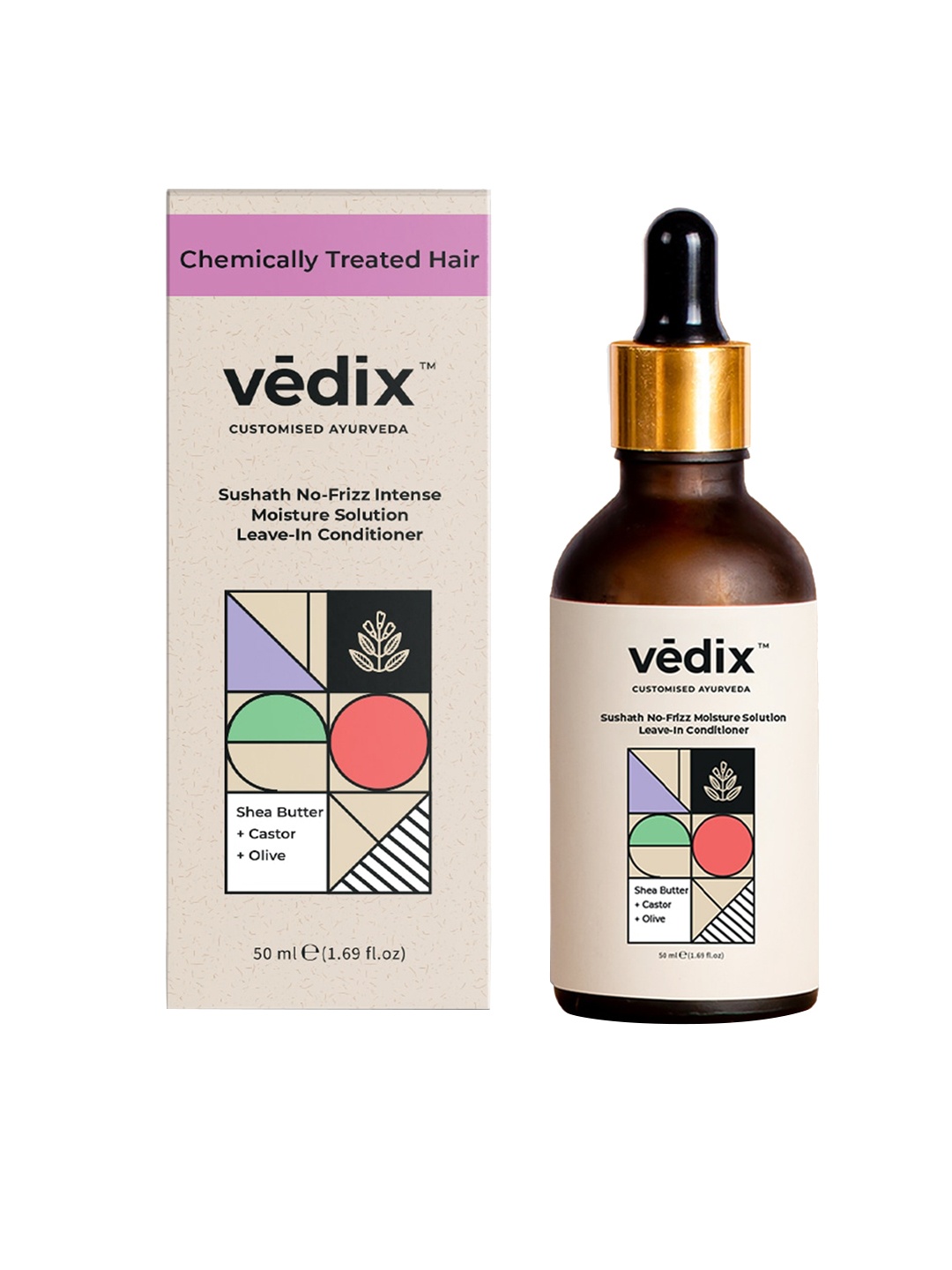 

VEDIX Customized Ayurvedic Sushath No-Frizz Leave-In Conditioner - 50ml, Brown