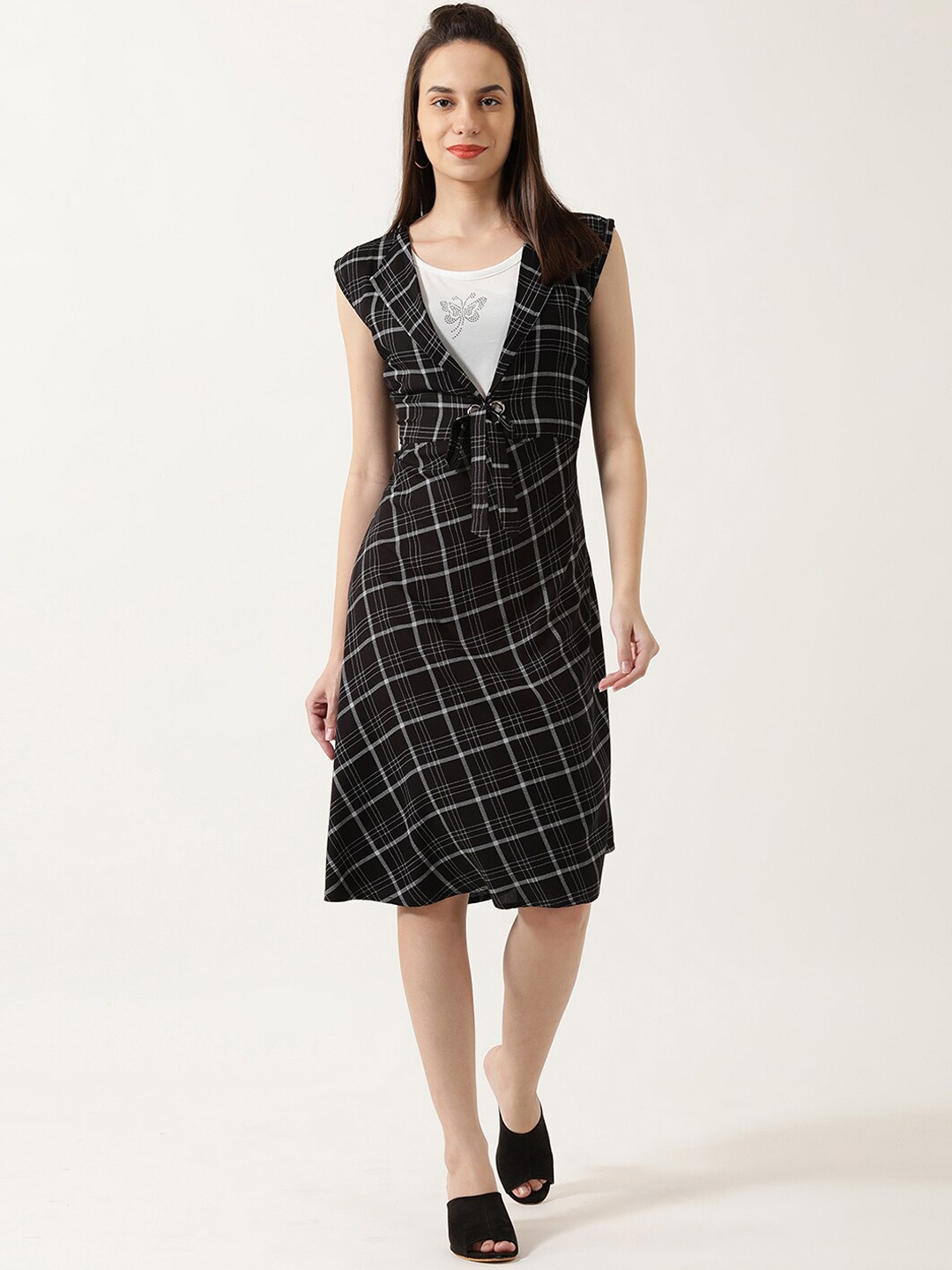

V2 Value & Variety Black Checked Dress