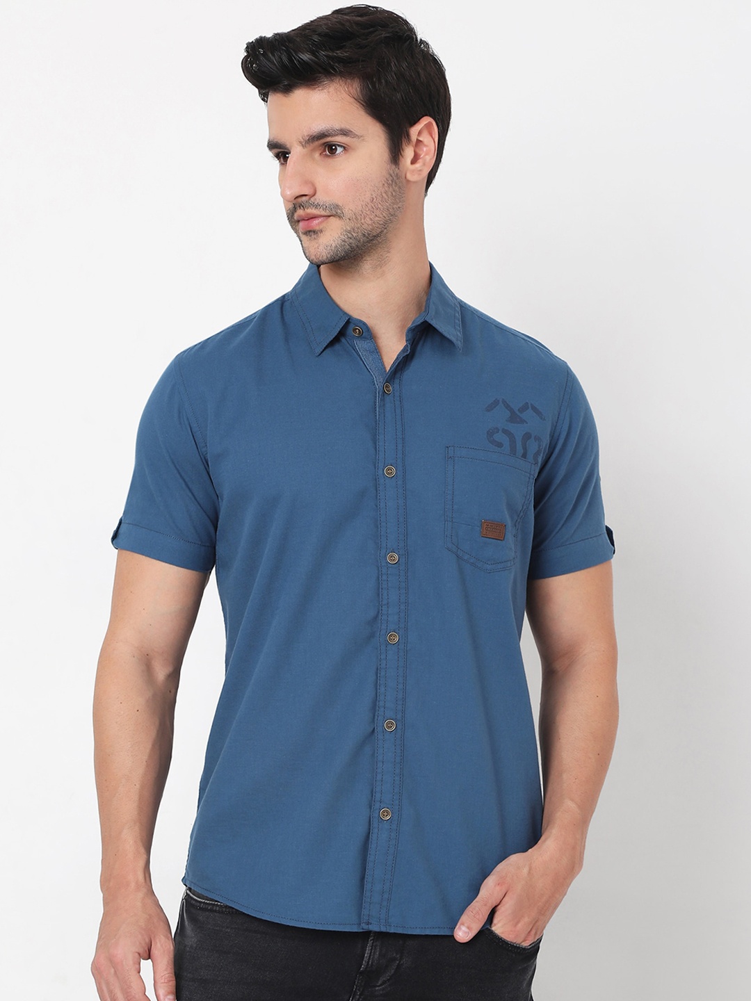 

Mufti Men Blue Slim Fit Opaque Casual Shirt