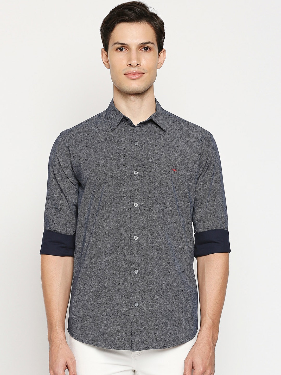 

Mufti Men Navy Blue Slim Fit Opaque Printed Casual Shirt