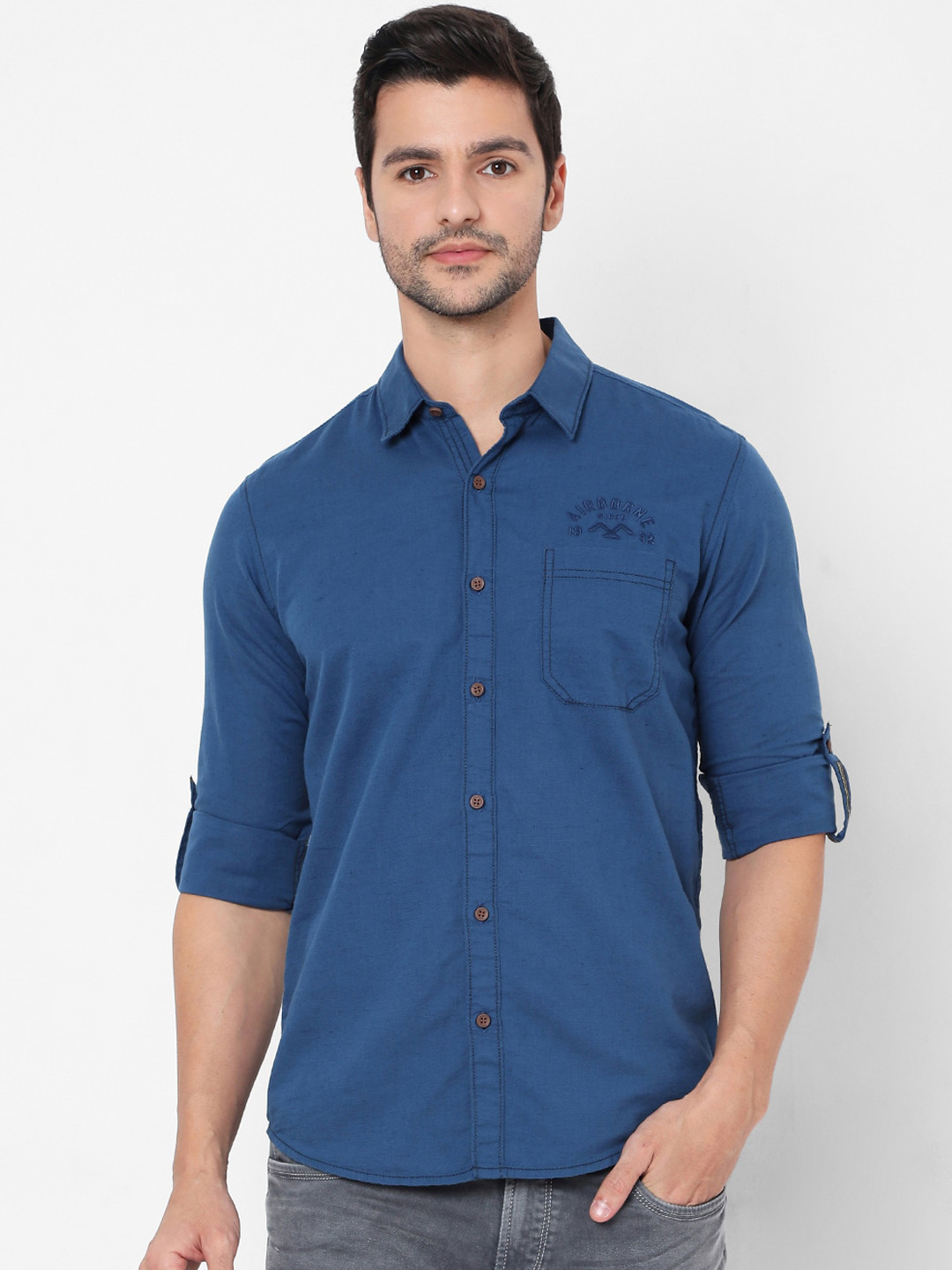 

Mufti Men Blue Slim Fit Opaque Casual Shirt
