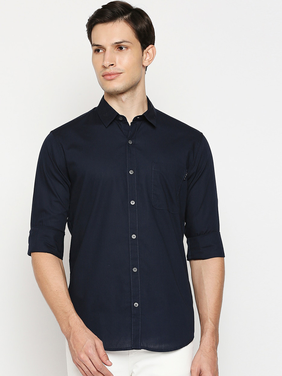 

Mufti Men Navy Blue Slim Fit Opaque Casual Shirt