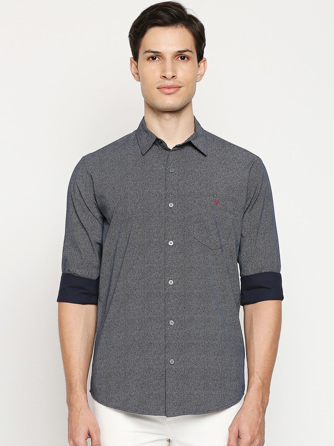 

Mufti Men Navy Blue Slim Fit Opaque Printed Casual Shirt