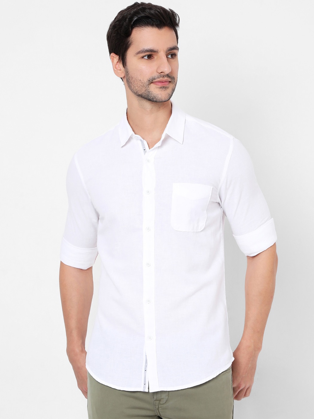 

Mufti Men White Slim Fit Opaque Casual Shirt