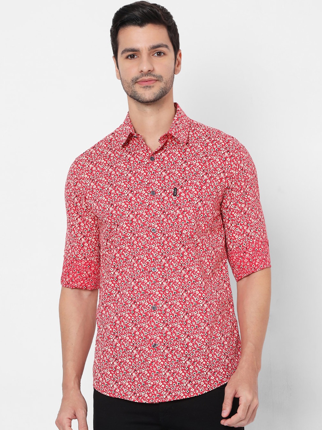 

Mufti Men Red Slim Fit Floral Opaque Printed Casual Shirt