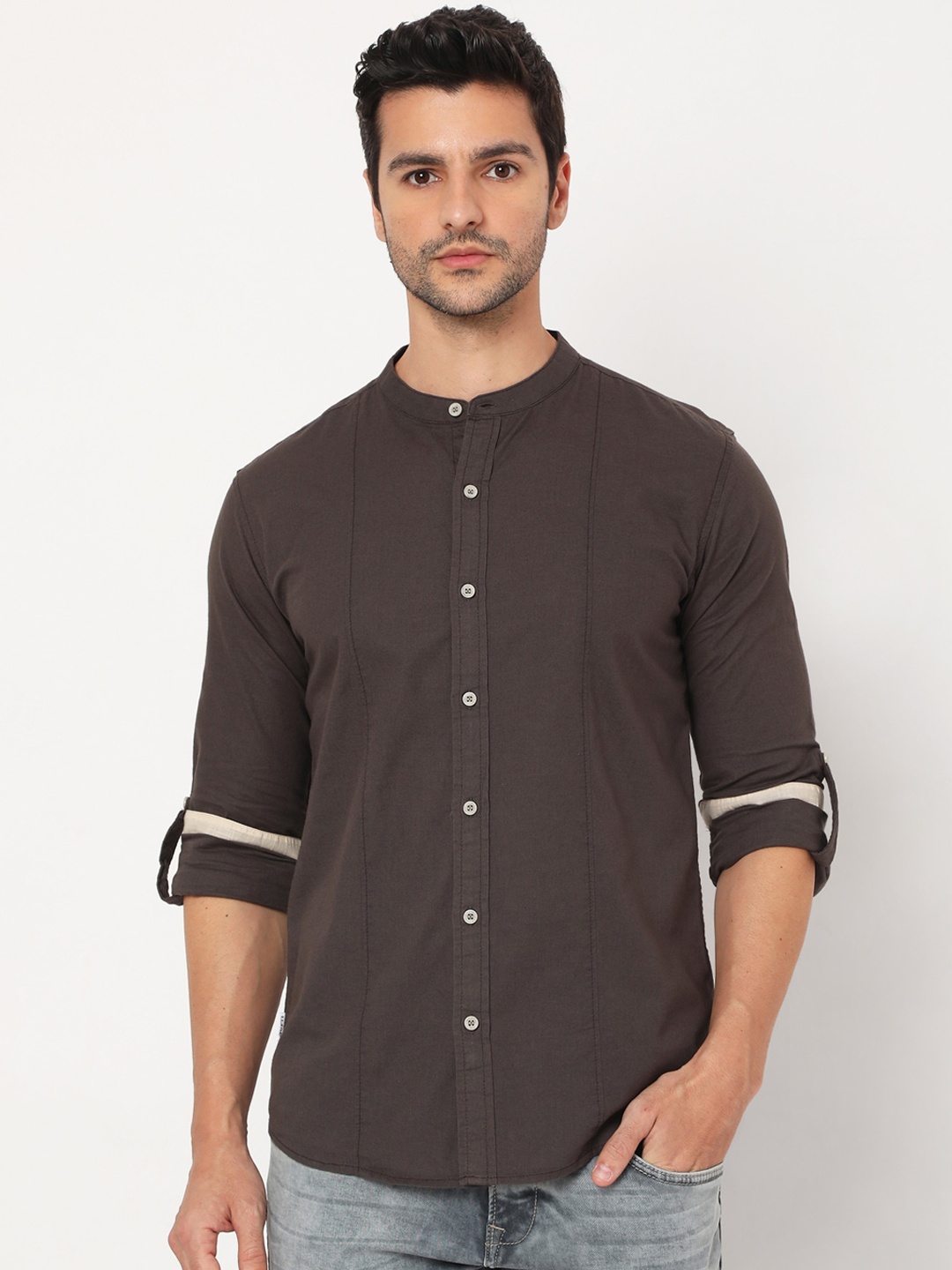 

Mufti Men Grey Slim Fit Opaque Casual Shirt