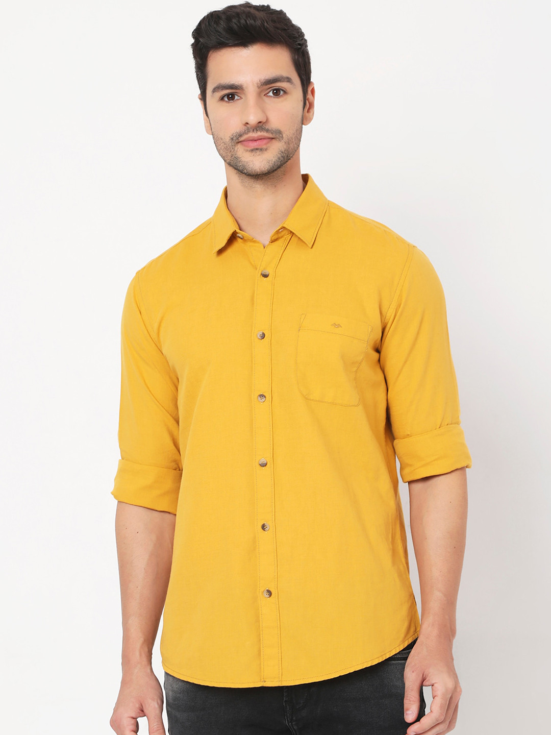 

Mufti Men Yellow Slim Fit Opaque Casual Shirt