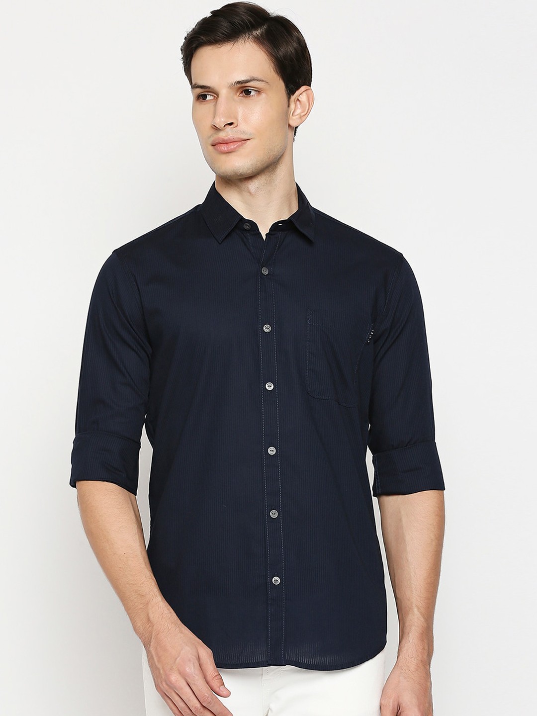 

Mufti Men Navy Blue Slim Fit Opaque Casual Shirt