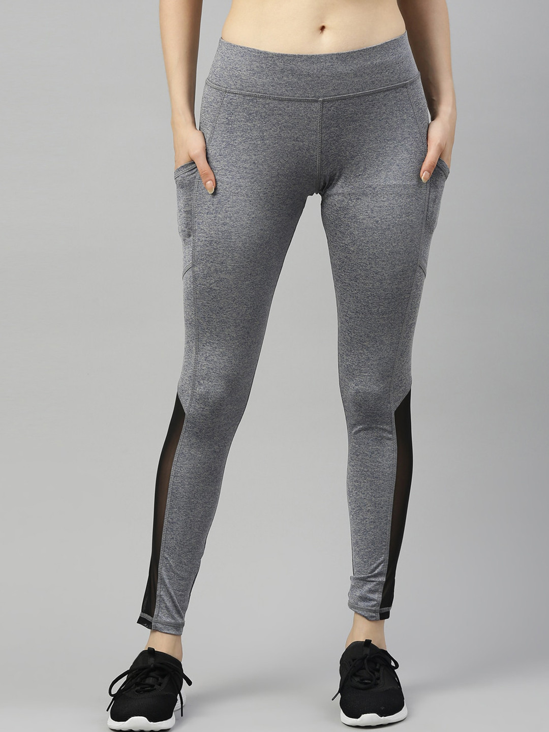 

GOLDSTROMS Women Grey & Black Colourblocked Tights