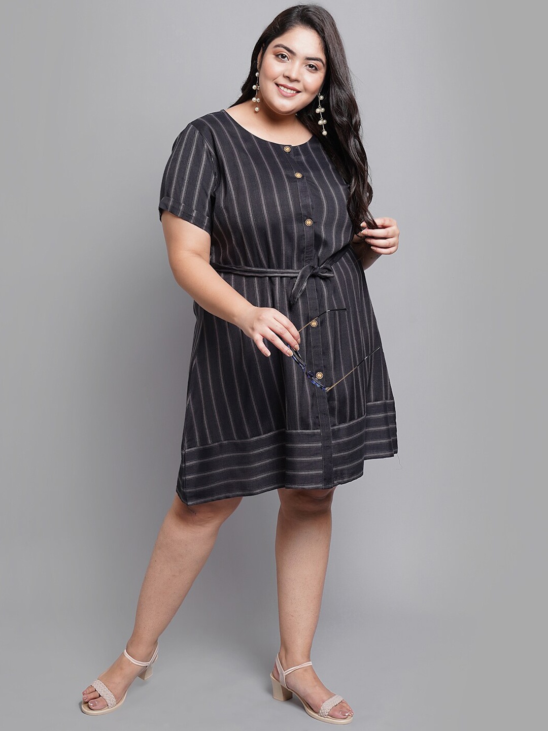 

PrettyPlus by Desinoor.com Black Striped Dress