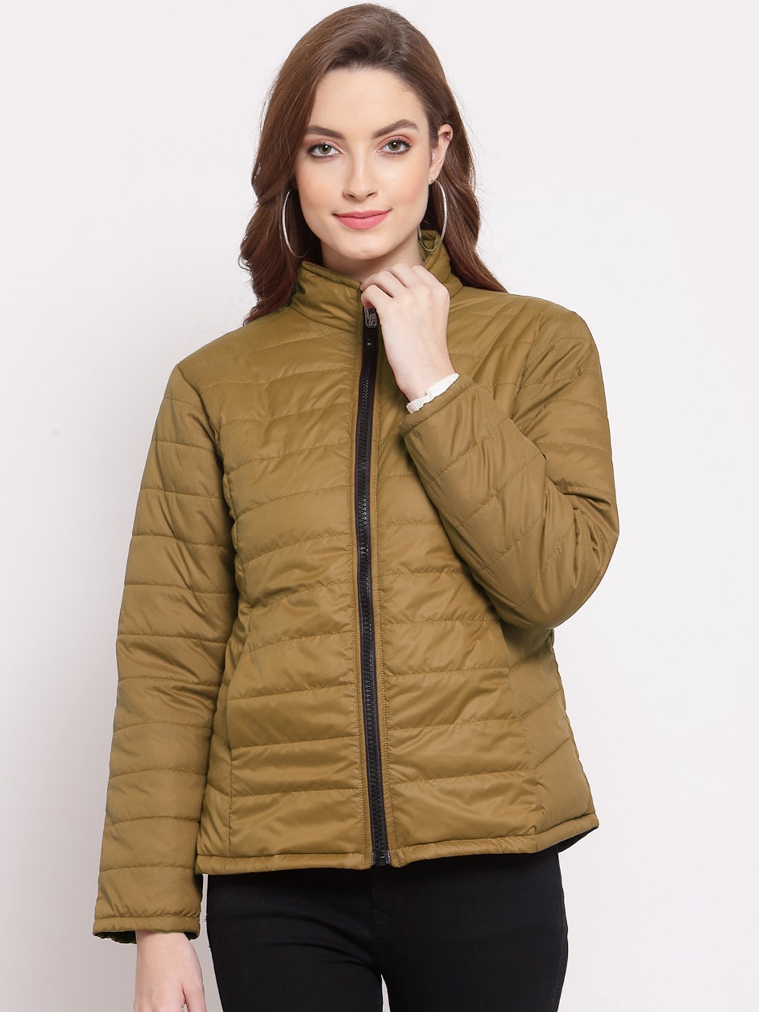 

KLOTTHE Women Mustard Water Resistant Longline Outdoor Quilted Jacket
