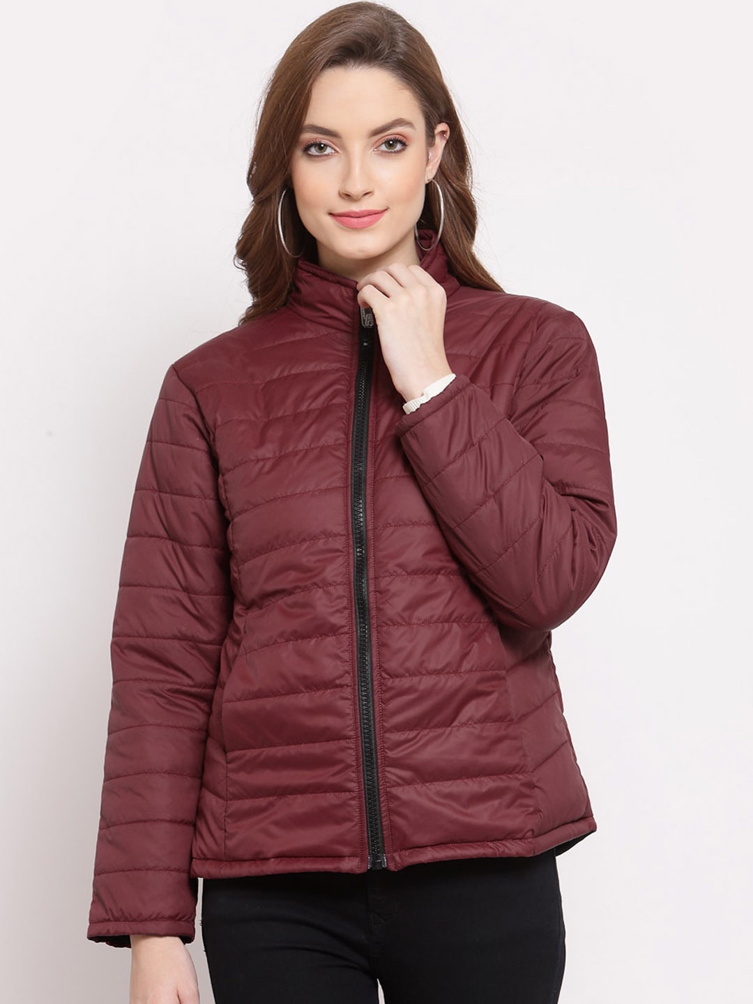 

KLOTTHE Women Maroon Water Resistant Outdoor Quilted Jacket