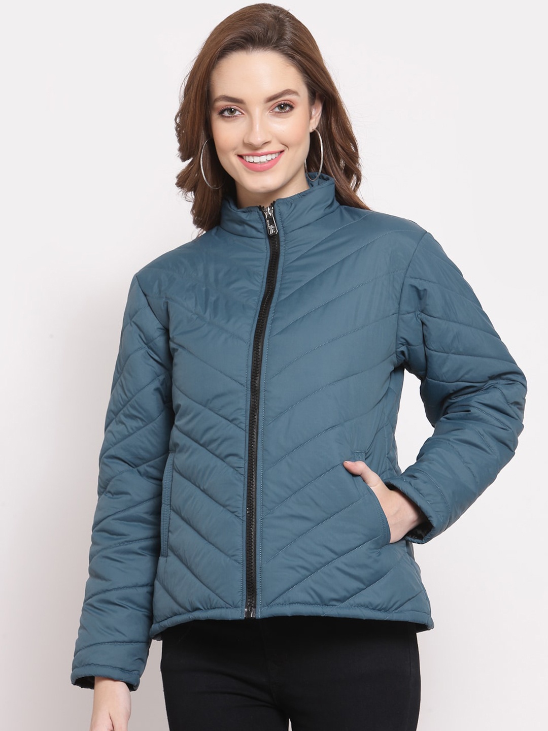 

KLOTTHE Women Blue Water Resistant Quilted Jacket