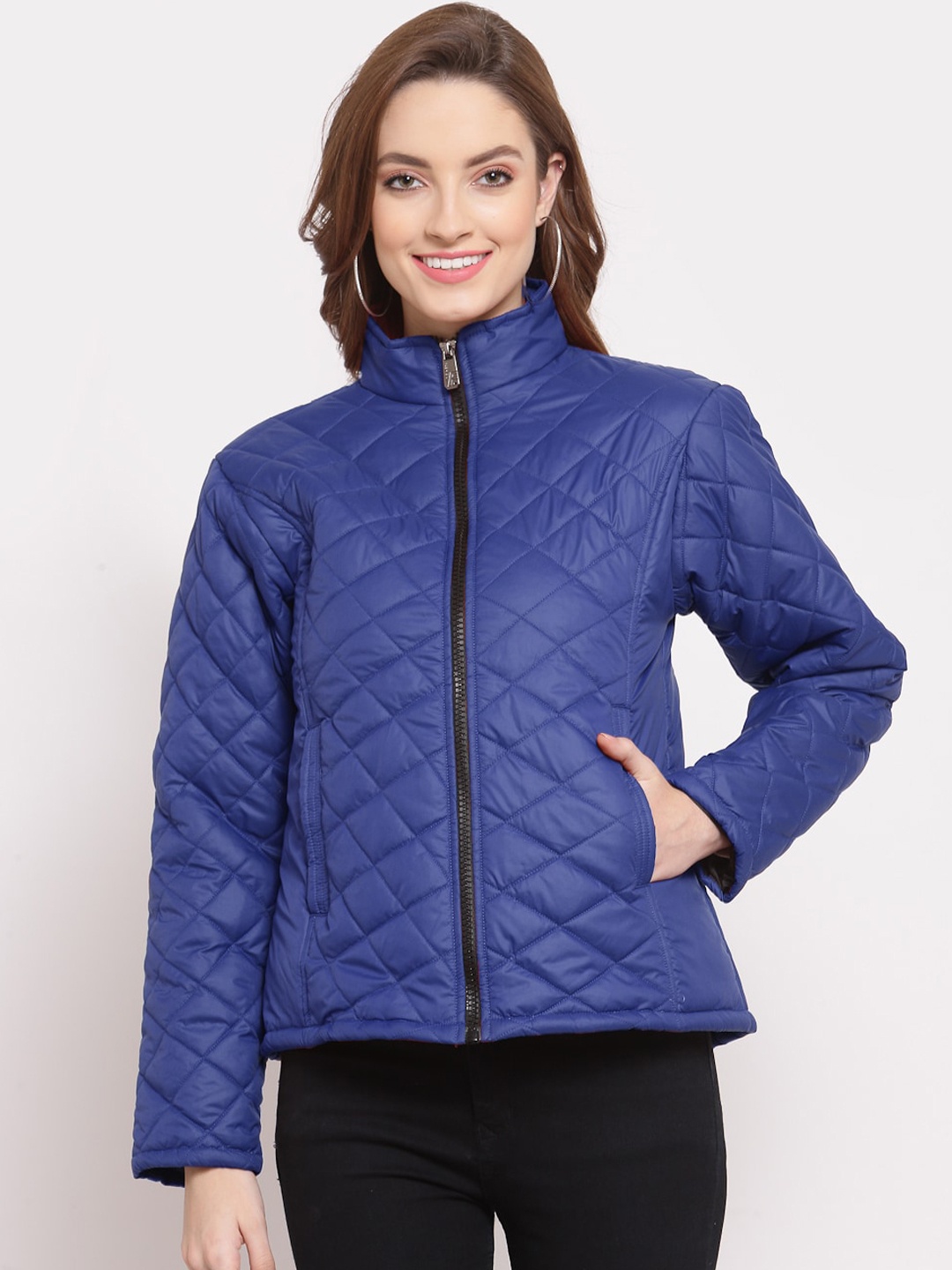 

KLOTTHE Women Blue Water Resistant Outdoor Quilted Jacket