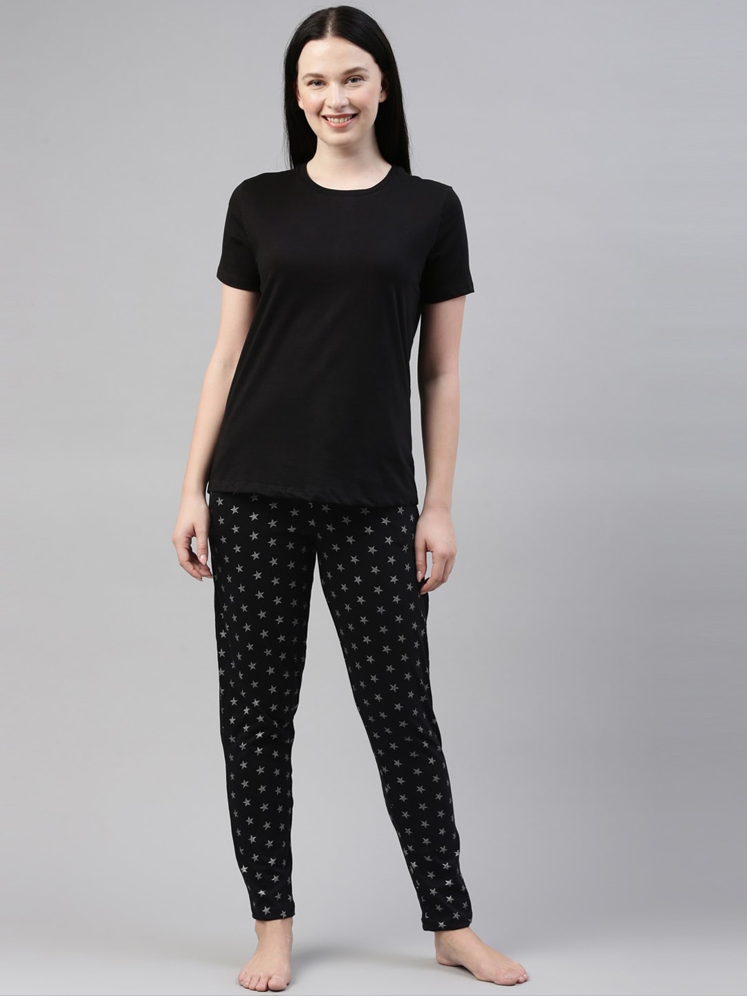 

Snarky Gal Women Black Printed Night suit