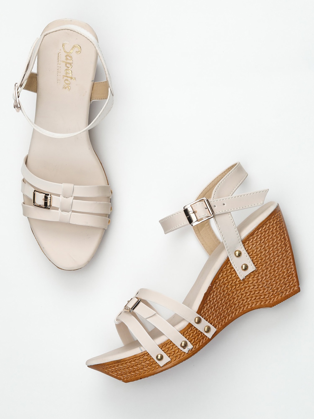 

SAPATOS Cream-Coloured Wedge Sandals with Buckles