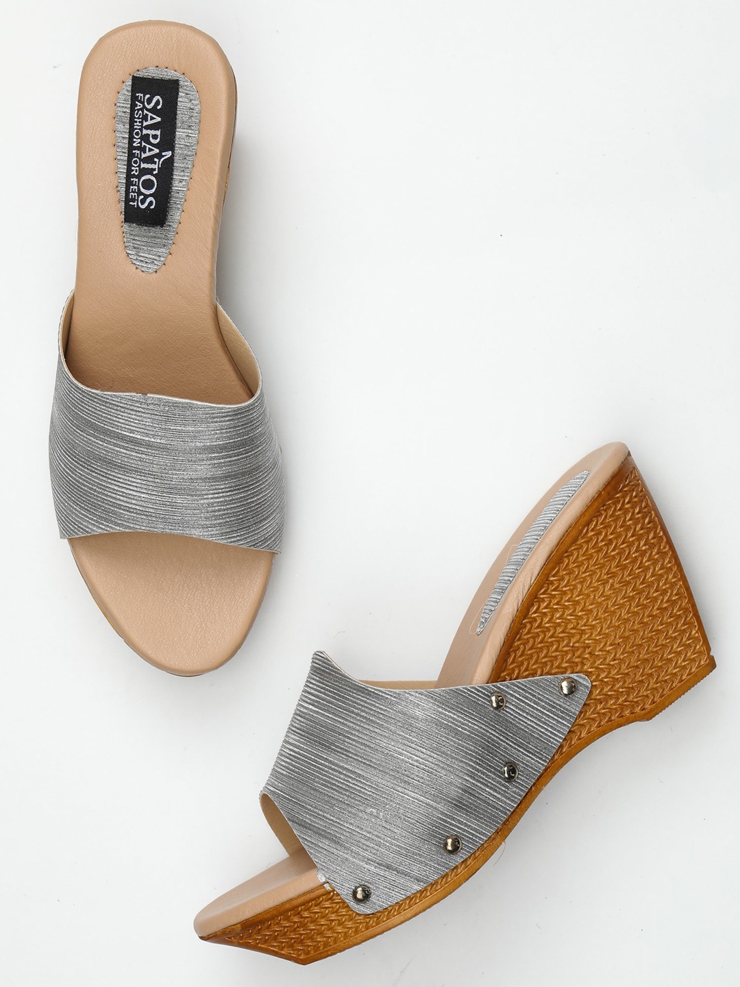

SAPATOS Women Grey Striped Wedges
