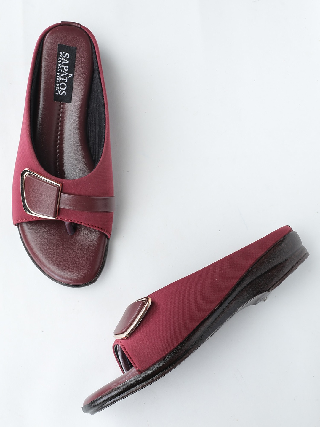 

SAPATOS Maroon Comfort Sandals with Buckles
