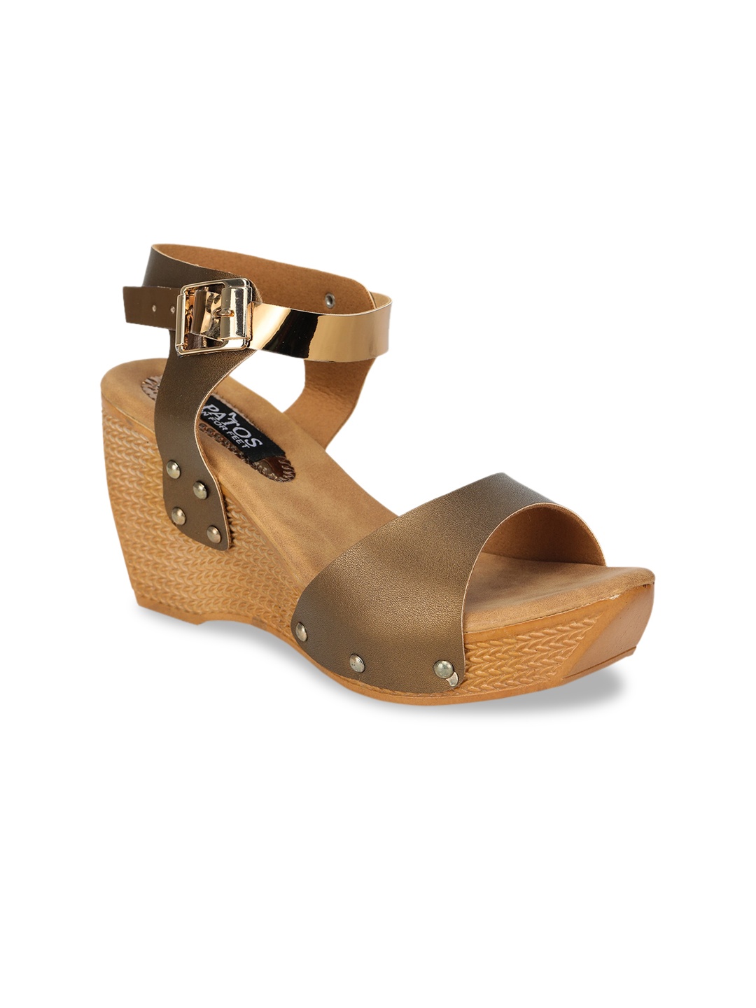 

SAPATOS Copper-Toned Wedge Sandals with Buckles