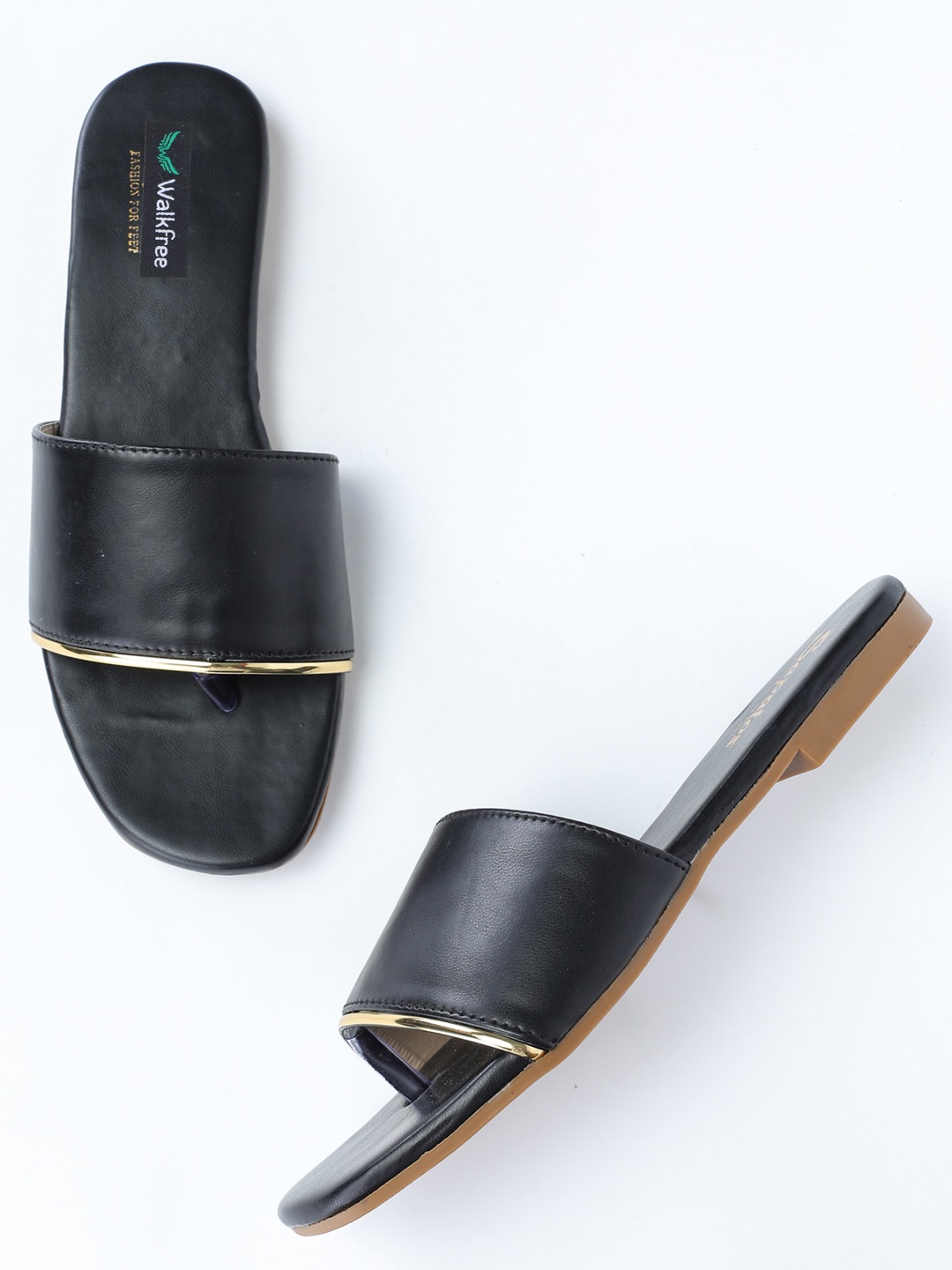 

Walkfree Women Black Colourblocked Open Toe Flats