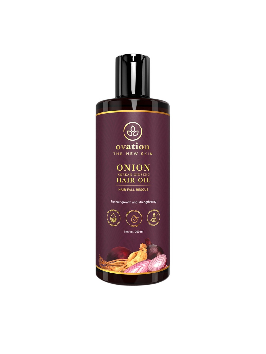 

ovation Onion Korean Ginseng Hair Oil 200 ml, Transparent